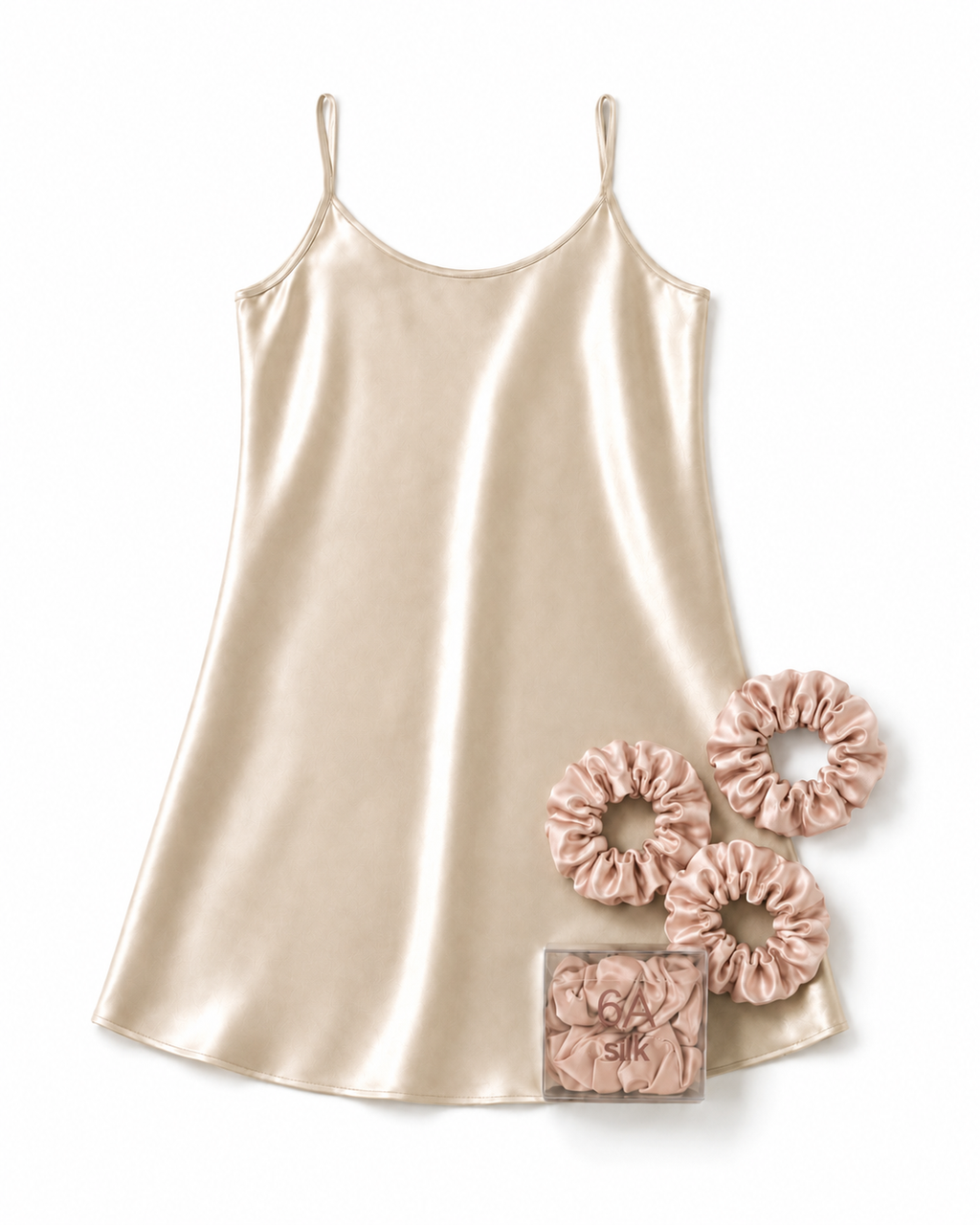 Hyaluronic Acid Silk Slip Nightgown (with Free Silk Scrunchie Set)
