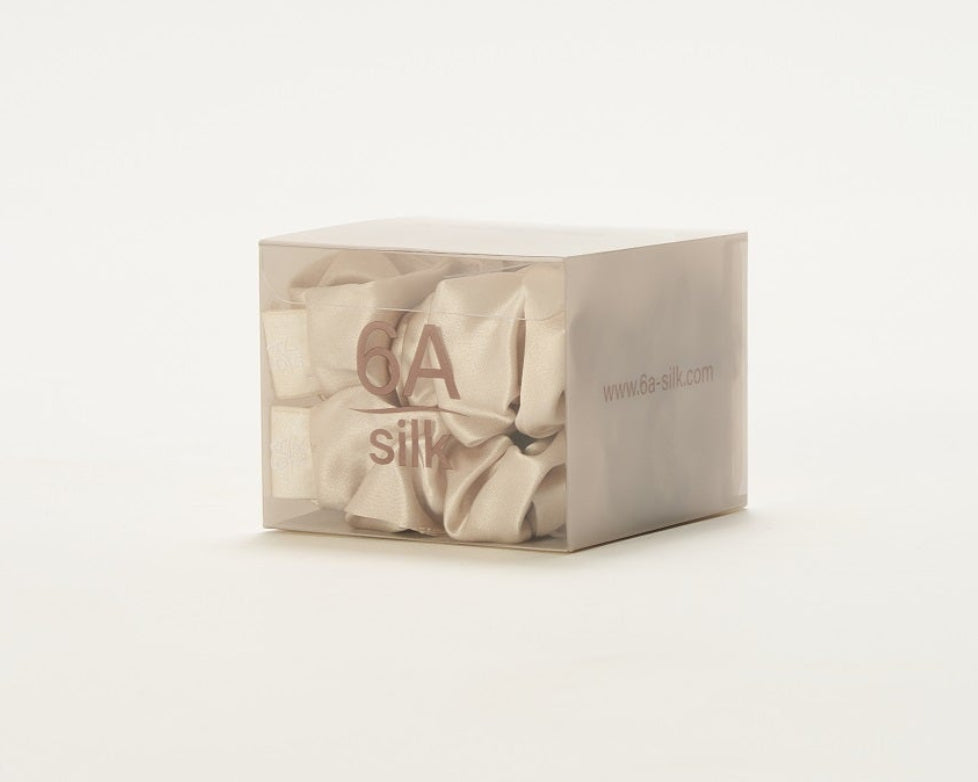 [3 pcs] Elegant Gold - Pure Silk Large Scrunchie