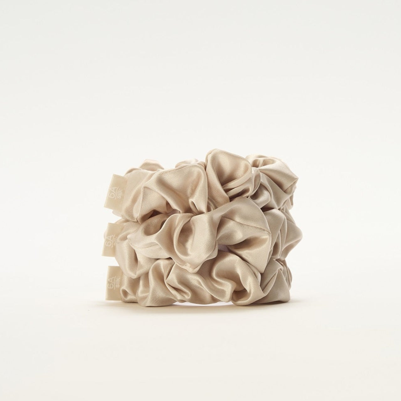 [3 pcs] Elegant Gold - Pure Silk Large Scrunchie