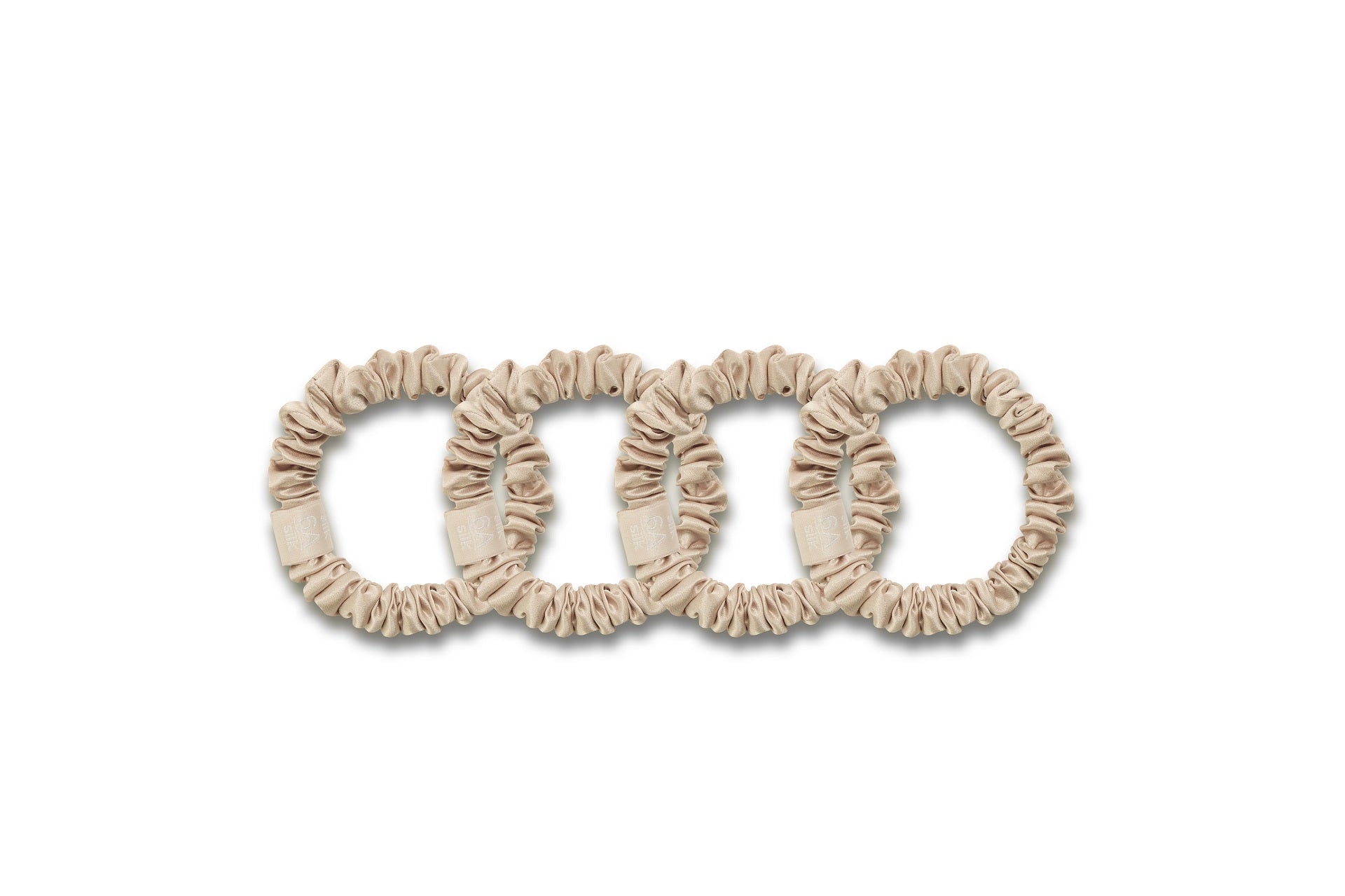 [4 pcs] Elegant Gold - Pure Silk Small Scrunchie