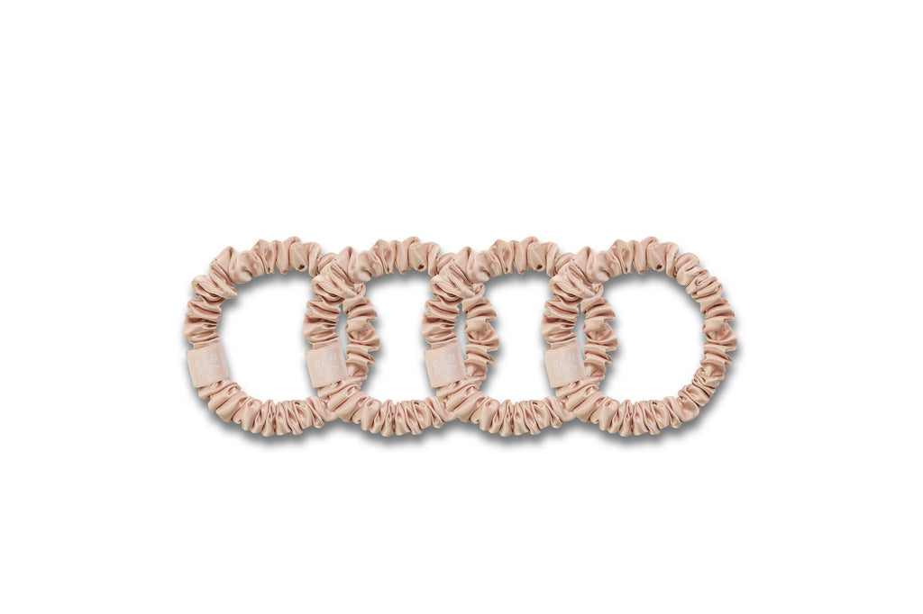 [4 pcs] Elegant Gold - Pure Silk Small Scrunchie