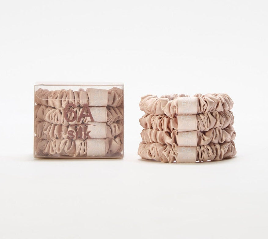 [4 pcs] Radiance Rose - Pure Silk Small Scrunchie