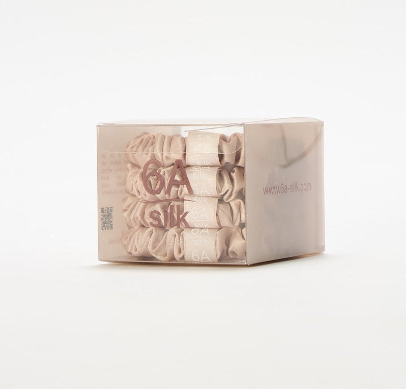 [4 pcs] Radiance Rose - Pure Silk Small Scrunchie